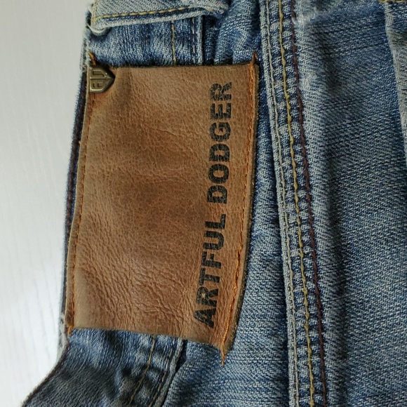 Artful Dodger Knifes Embroidery Light Wash Distressed Jeans Size 34 X 30 - Picture 2 of 13